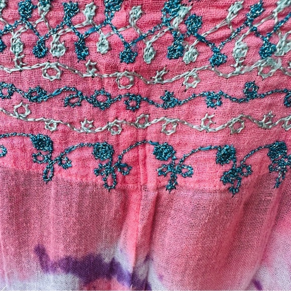 Calypso St Barth womens sz small boho tunic mini dress cover up pink tie dye - Picture 7 of 15